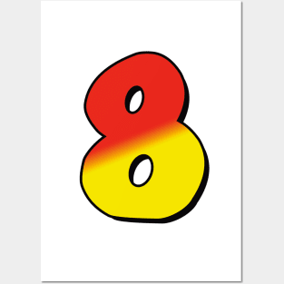 Number 8 red / yellow Posters and Art